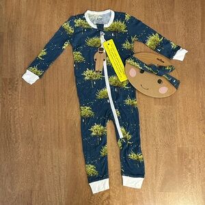 NWT MilkBarn Firefly Bamboo Onesie + Matching Bow SIZE 9-12M